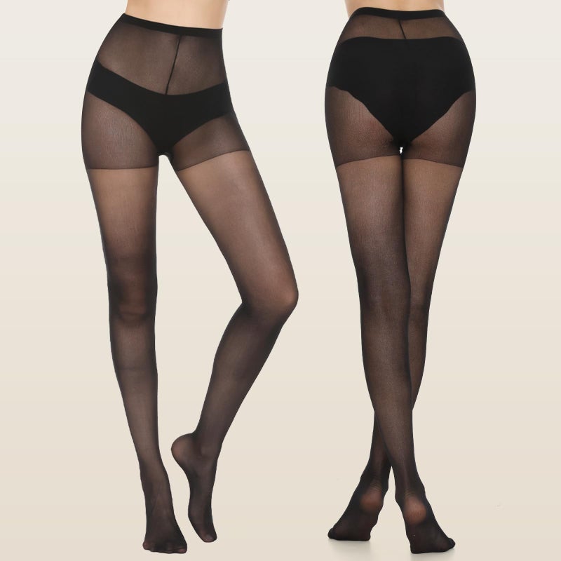 MANZI Women's Pantyhose Black 6-Pack Basic Hosiery 20-Denier Sheer Nylon Tights S - Image 5